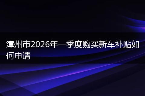 漳州市2026年一季度购买新车补贴如何申请
