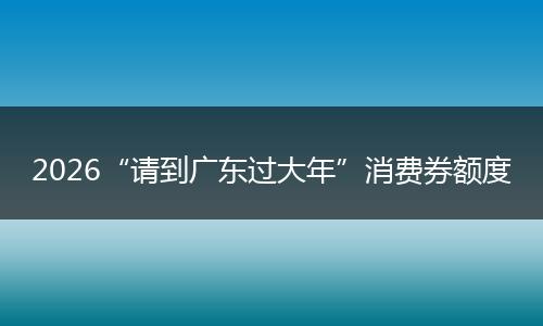 2026“请到广东过大年”消费券额度