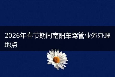 2026年春节期间南阳车驾管业务办理地点