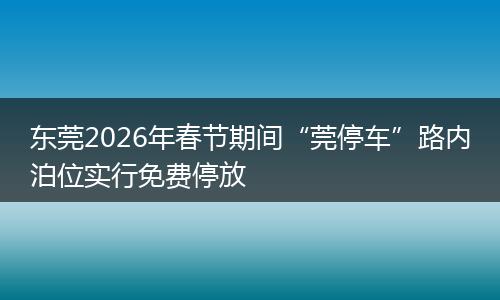 东莞2026年春节期间“莞停车”路内泊位实行免费停放