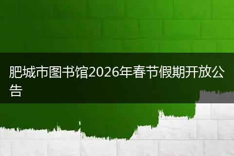 肥城市图书馆2026年春节假期开放公告