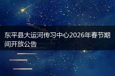 东平县大运河传习中心2026年春节期间开放公告