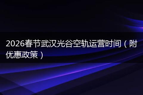 2026春节武汉光谷空轨运营时间（附优惠政策）