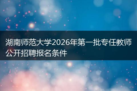 湖南师范大学2026年第一批专任教师公开招聘报名条件