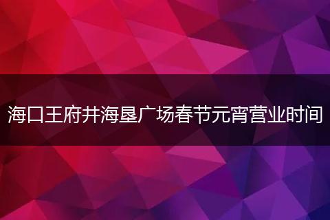 海口王府井海垦广场春节元宵营业时间