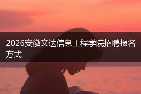 2026安徽文达信息工程学院招聘报名方式