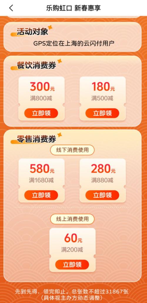 上海虹口区消费券第四轮2月27日10点发放