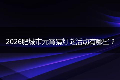 2026肥城市元宵猜灯谜活动有哪些？