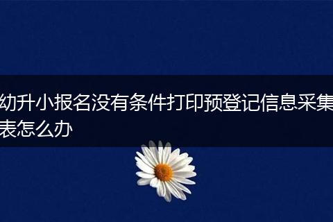 幼升小报名没有条件打印预登记信息采集表怎么办