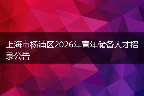 上海市杨浦区2026年青年储备人才招录公告