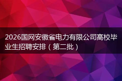 2026国网安徽省电力有限公司高校毕业生招聘安排（第二批）