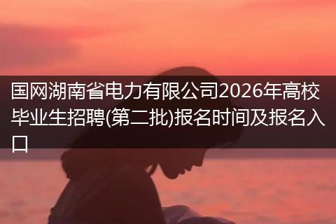 国网湖南省电力有限公司2026年高校毕业生招聘(第二批)报名时间及报名入口