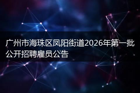 广州市海珠区凤阳街道2026年第一批公开招聘雇员公告