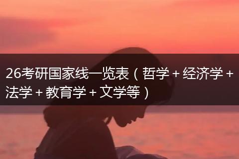26考研国家线一览表（哲学＋经济学＋法学＋教育学＋文学等）