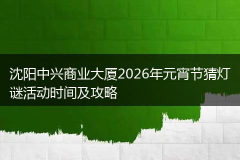 沈阳中兴商业大厦2026年元宵节猜灯谜活动时间及攻略