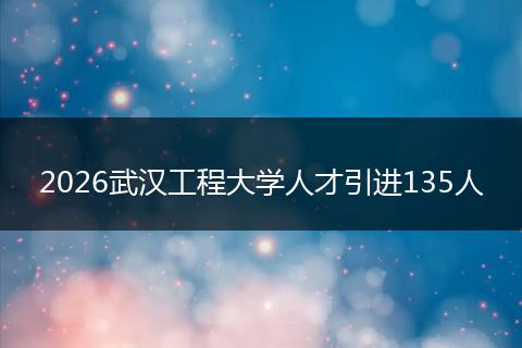 2026武汉工程大学人才引进135人