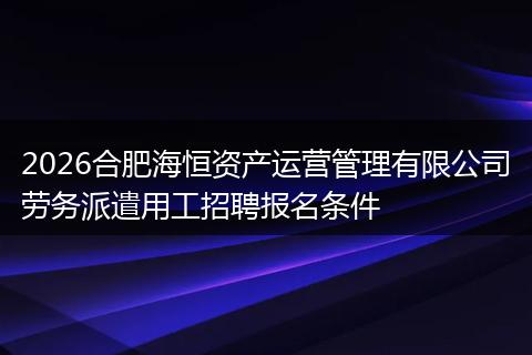 2026合肥海恒资产运营管理有限公司劳务派遣用工招聘报名条件