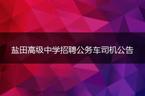 盐田高级中学招聘公务车司机公告