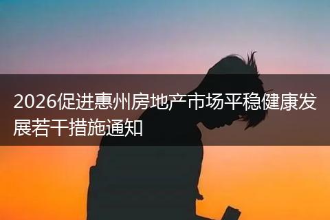 2026促进惠州房地产市场平稳健康发展若干措施通知