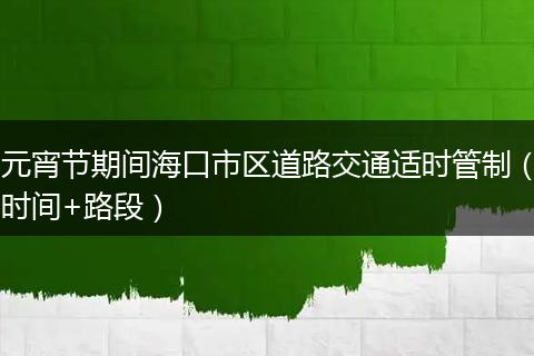 元宵节期间海口市区道路交通适时管制（时间+路段）