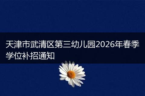 天津市武清区第三幼儿园2026年春季学位补招通知