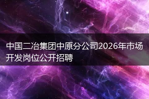 中国二冶集团中原分公司2026年市场开发岗位公开招聘