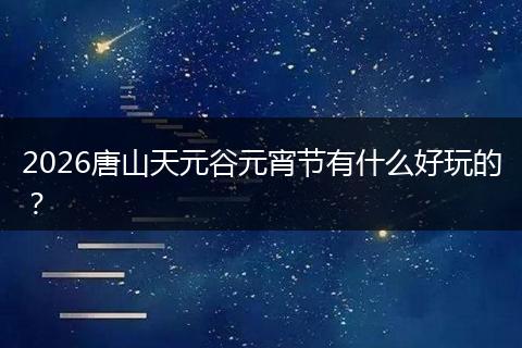 2026唐山天元谷元宵节有什么好玩的？