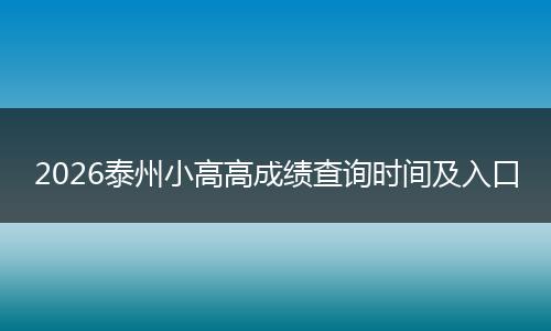 2026泰州小高高成绩查询时间及入口