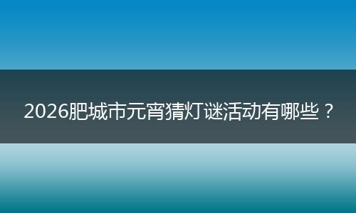 2026肥城市元宵猜灯谜活动有哪些？