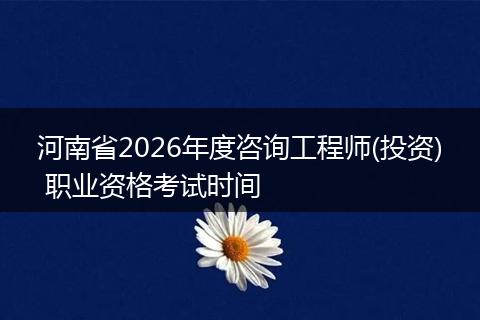 河南省2026年度咨询工程师(投资) 职业资格考试时间