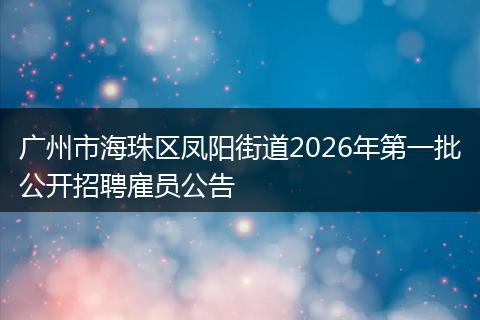 广州市海珠区凤阳街道2026年第一批公开招聘雇员公告