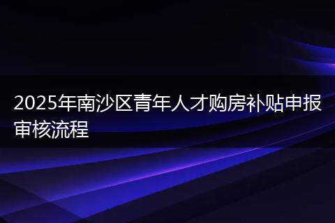 2025年南沙区青年人才购房补贴申报审核流程