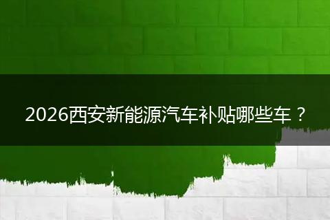 2026西安新能源汽车补贴哪些车？