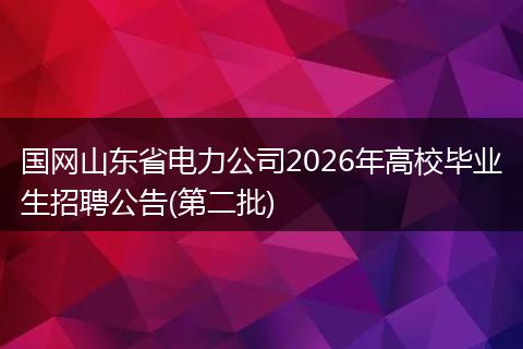 国网山东省电力公司2026年高校毕业生招聘公告(第二批)