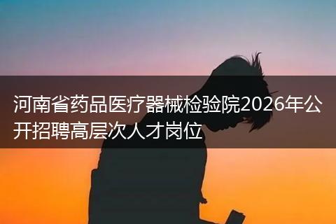 河南省药品医疗器械检验院2026年公开招聘高层次人才岗位