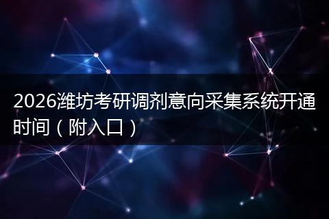 2026潍坊考研调剂意向采集系统开通时间（附入口）