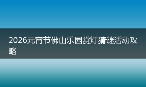 2026元宵节佛山乐园赏灯猜谜活动攻略