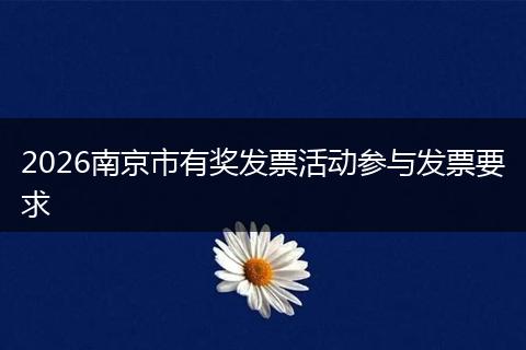 2026南京市有奖发票活动参与发票要求