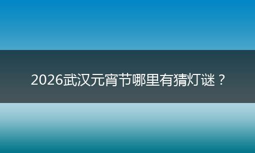 2026武汉元宵节哪里有猜灯谜？