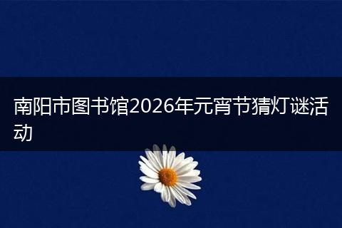 南阳市图书馆2026年元宵节猜灯谜活动