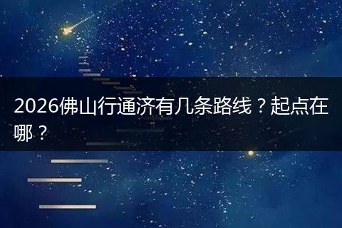 2026佛山行通济有几条路线？起点在哪？