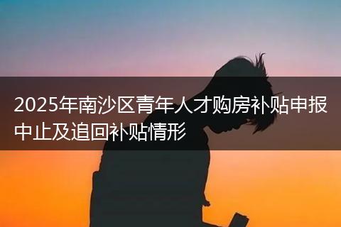 2025年南沙区青年人才购房补贴申报中止及追回补贴情形