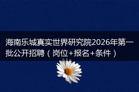 海南乐城真实世界研究院2026年第一批公开招聘（岗位+报名+条件）