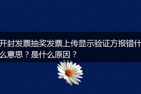 开封发票抽奖发票上传显示验证方报错什么意思？是什么原因？