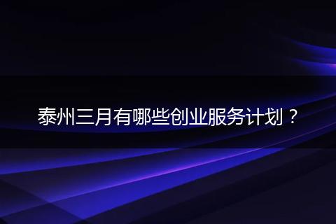 泰州三月有哪些创业服务计划？