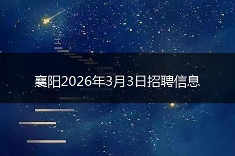 襄阳2026年3月3日招聘信息
