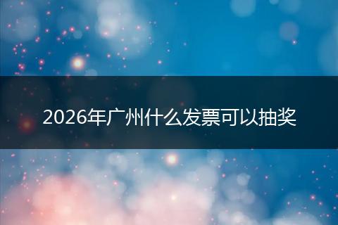 2026年广州什么发票可以抽奖
