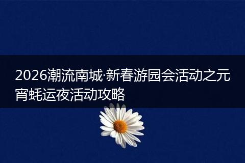 2026潮流南城·新春游园会活动之元宵蚝运夜活动攻略