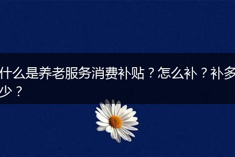 什么是养老服务消费补贴？怎么补？补多少？