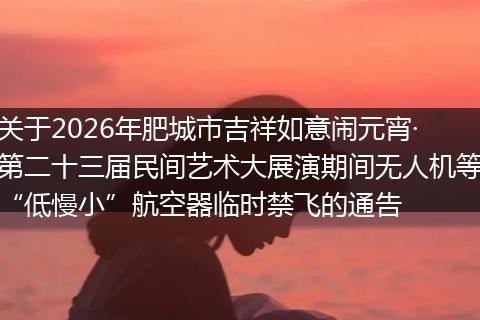 关于2026年肥城市吉祥如意闹元宵·第二十三届民间艺术大展演期间无人机等“低慢小”航空器临时禁飞的通告